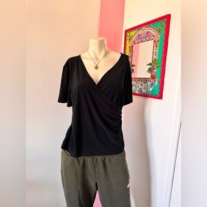 Claudia Richard Black V-Neck Blouse